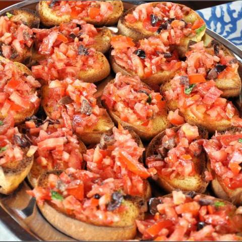 a dish is filled with food