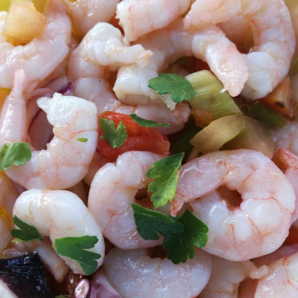 a pile of shrimp and vegetables