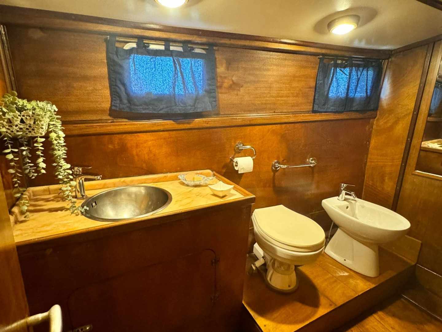 a double sink and large mirror