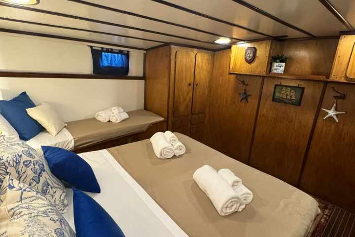 a large bed sitting in a room