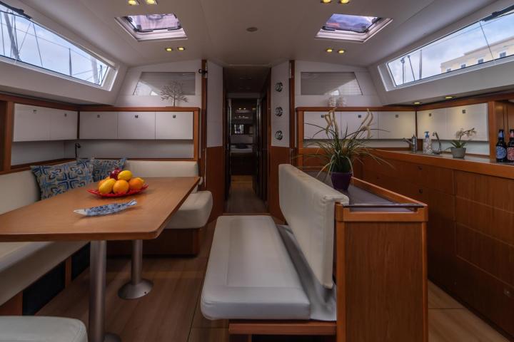 a kitchen with an island in the middle of a room