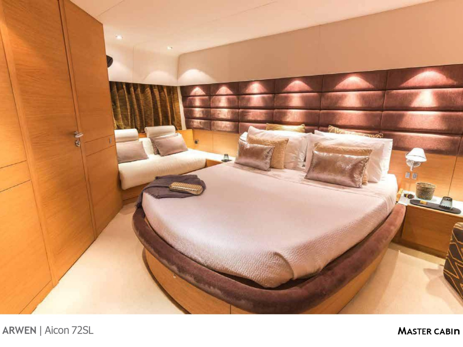 a large bed sitting in a room