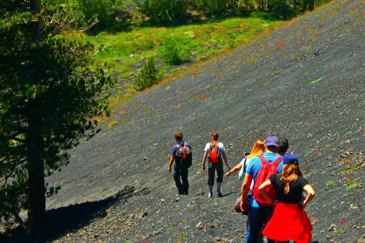 a group of people standing on top of a hill