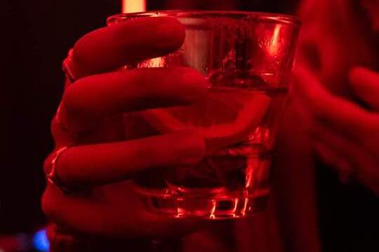 a glass mug on a table