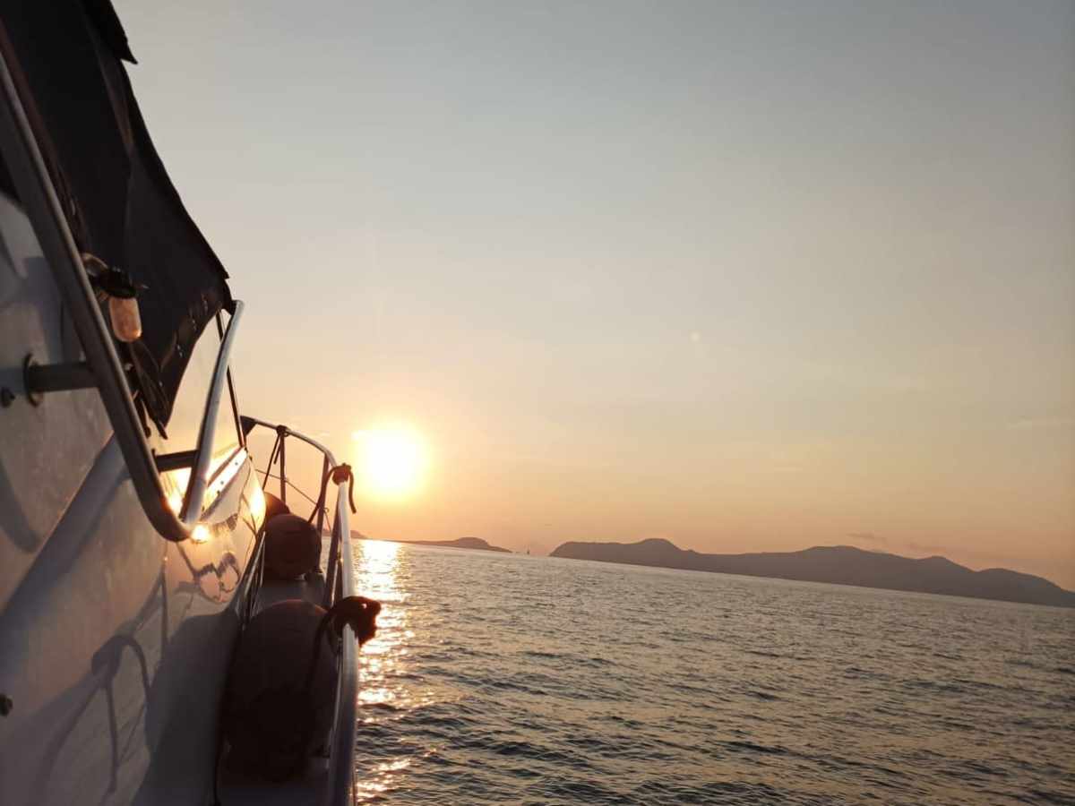 a sunset over a beach