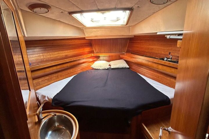 a room with a wooden table