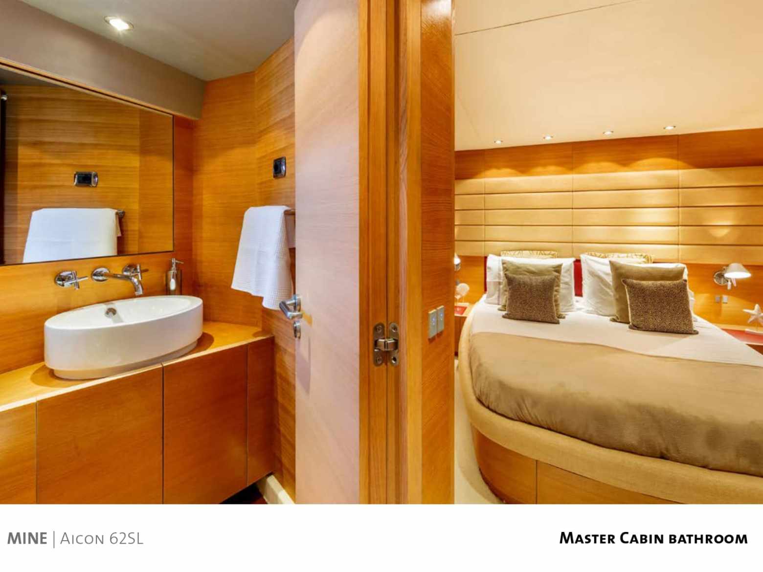 a bedroom with a large mirror