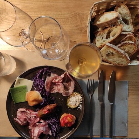 a table topped with plates of food on a plate