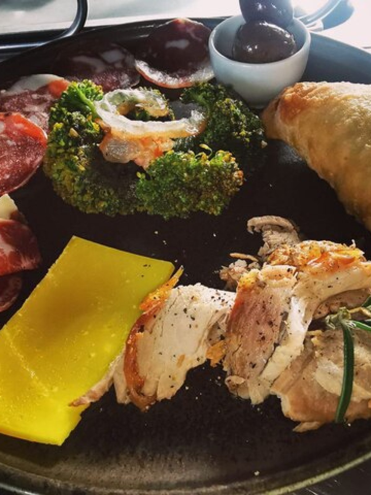 a tray of food on a plate