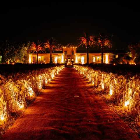 a lit up city at night