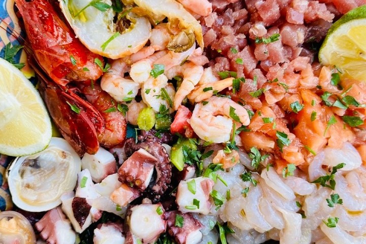 a close up of food