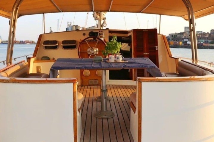 a boat sitting on top of a wooden table